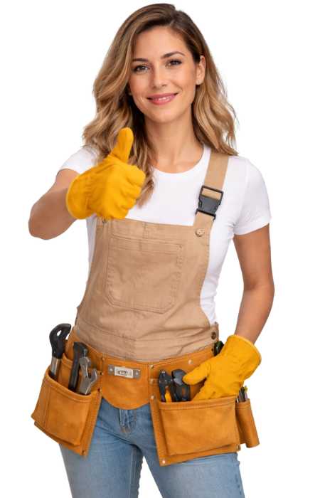 A renovation girl giving thumbs up